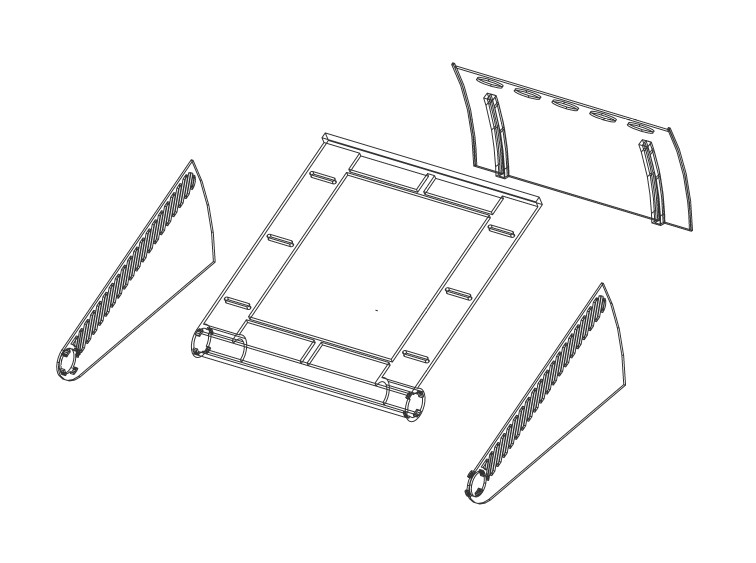 Exploded technical view of a Tech-Tek assembly — engineering-level component definition.