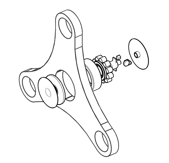 Spinner exploded technical view — original Inventus concept with hidden mechanism.